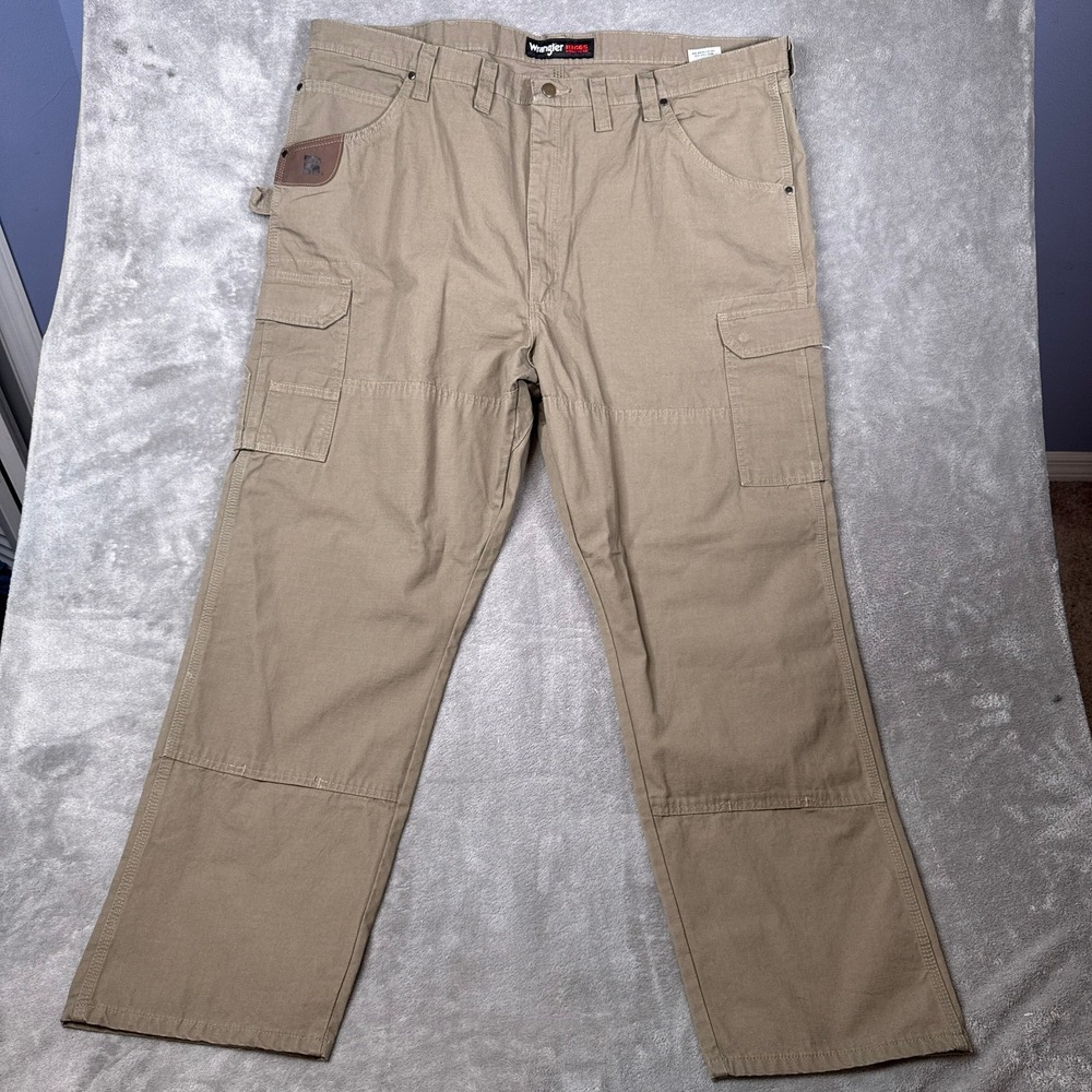 Wrangler Riggs Workwear Pants 46x30 Beige Ripstop Relaxed 3W020BR